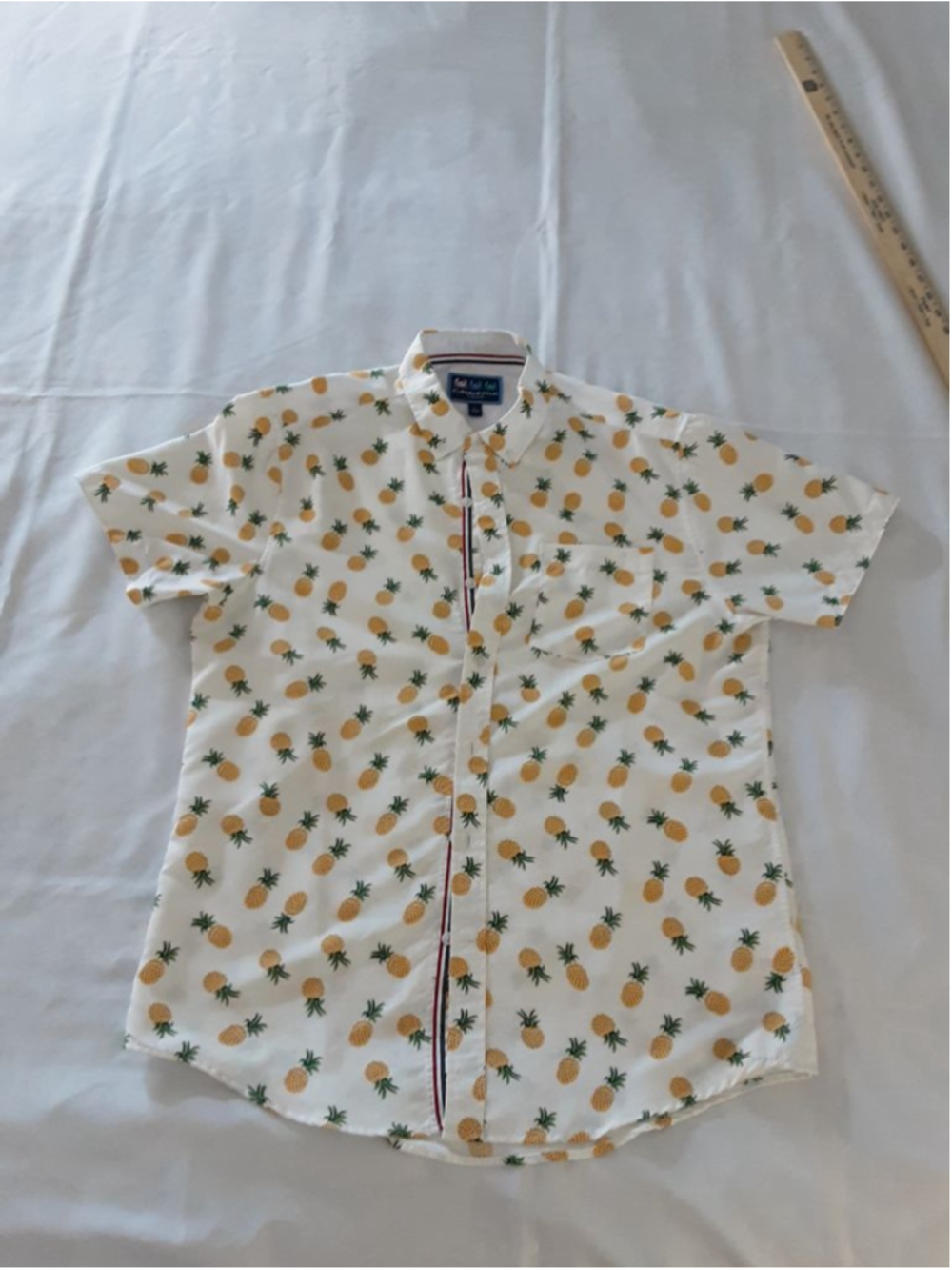 Men's Charleston Threads Casual Button Down Shirt L White Yellow Pineapple